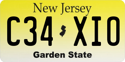 NJ license plate C34XIO