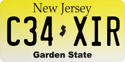 NJ license plate C34XIR