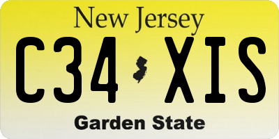 NJ license plate C34XIS