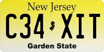 NJ license plate C34XIT