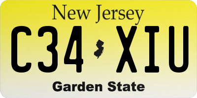 NJ license plate C34XIU