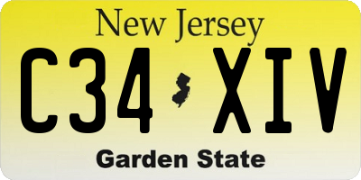 NJ license plate C34XIV