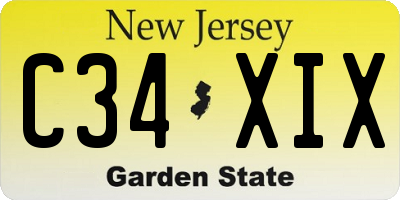 NJ license plate C34XIX