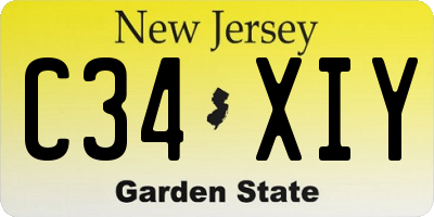NJ license plate C34XIY
