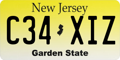 NJ license plate C34XIZ