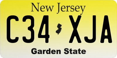 NJ license plate C34XJA