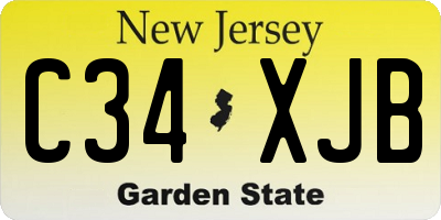 NJ license plate C34XJB