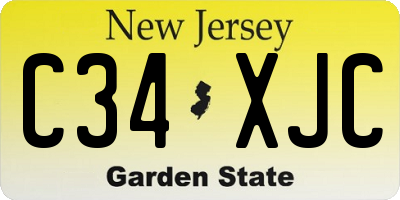 NJ license plate C34XJC