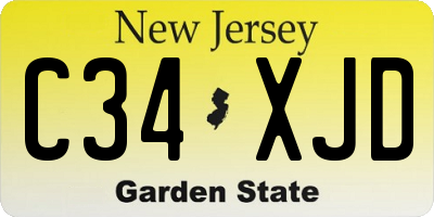 NJ license plate C34XJD