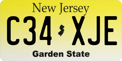 NJ license plate C34XJE