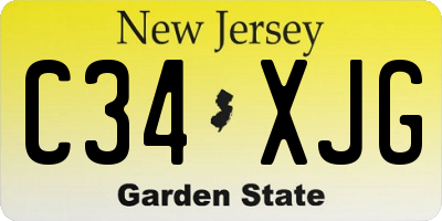 NJ license plate C34XJG