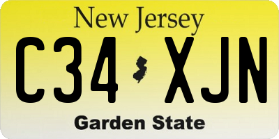 NJ license plate C34XJN