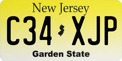 NJ license plate C34XJP