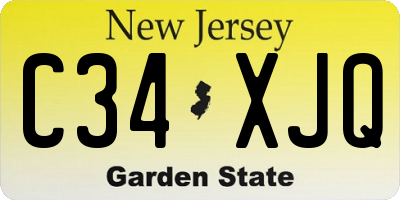 NJ license plate C34XJQ
