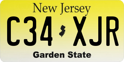 NJ license plate C34XJR