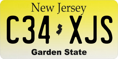 NJ license plate C34XJS