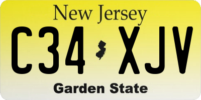 NJ license plate C34XJV