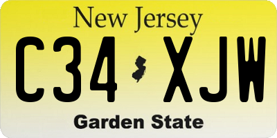 NJ license plate C34XJW