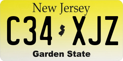 NJ license plate C34XJZ