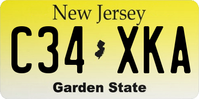 NJ license plate C34XKA