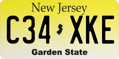 NJ license plate C34XKE