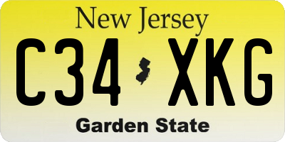 NJ license plate C34XKG