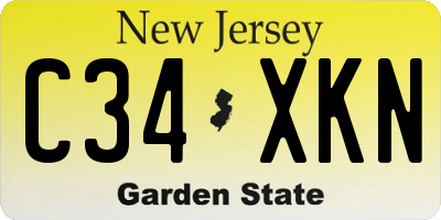 NJ license plate C34XKN