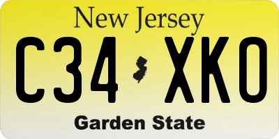NJ license plate C34XKO