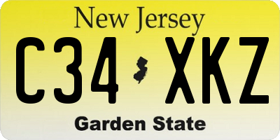 NJ license plate C34XKZ