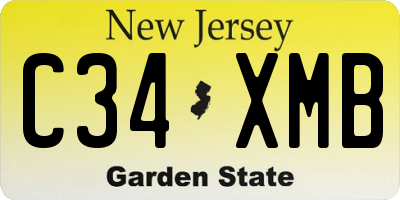 NJ license plate C34XMB
