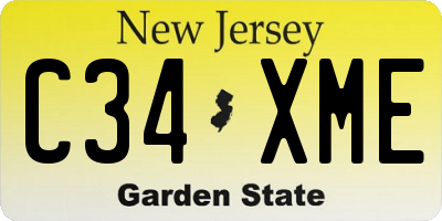 NJ license plate C34XME