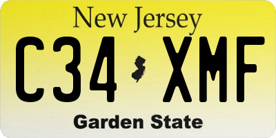 NJ license plate C34XMF