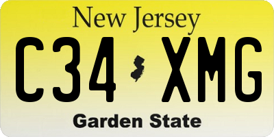 NJ license plate C34XMG