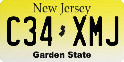 NJ license plate C34XMJ