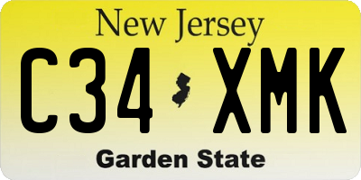 NJ license plate C34XMK
