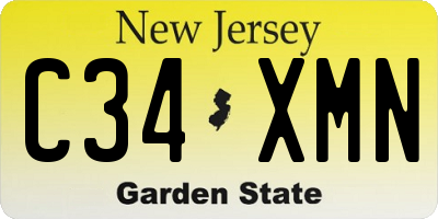 NJ license plate C34XMN