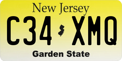 NJ license plate C34XMQ