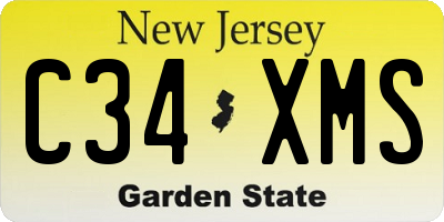 NJ license plate C34XMS
