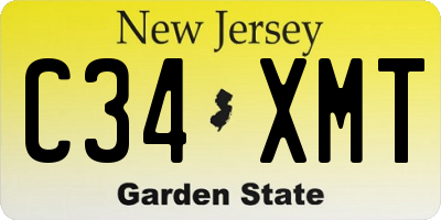 NJ license plate C34XMT