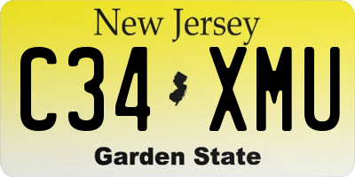 NJ license plate C34XMU