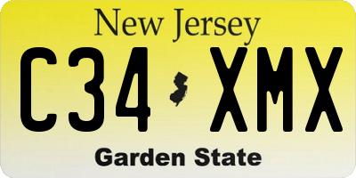 NJ license plate C34XMX