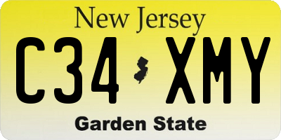 NJ license plate C34XMY