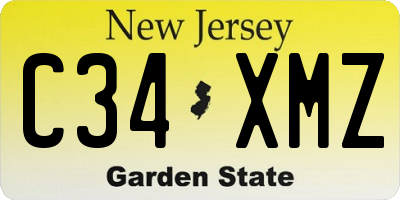 NJ license plate C34XMZ