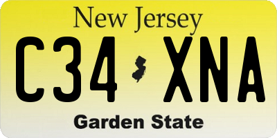NJ license plate C34XNA