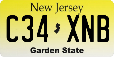 NJ license plate C34XNB