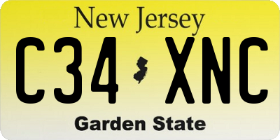 NJ license plate C34XNC