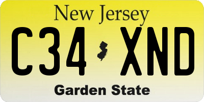 NJ license plate C34XND