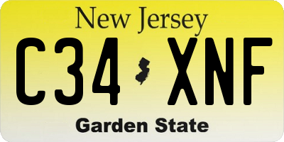 NJ license plate C34XNF
