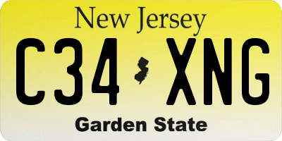 NJ license plate C34XNG