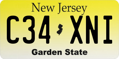 NJ license plate C34XNI